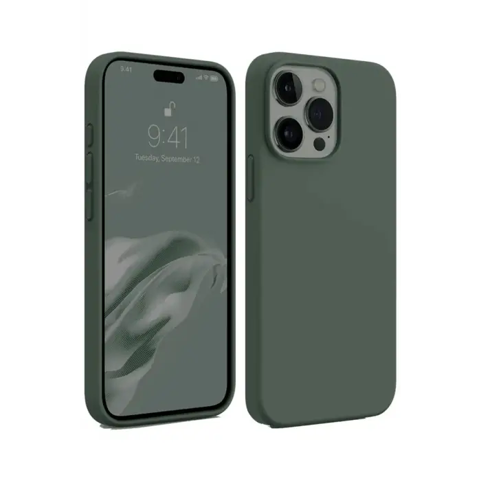 Newface iPhone 15 Pro Max Kılıf First Silikon - Koyu Yeşil