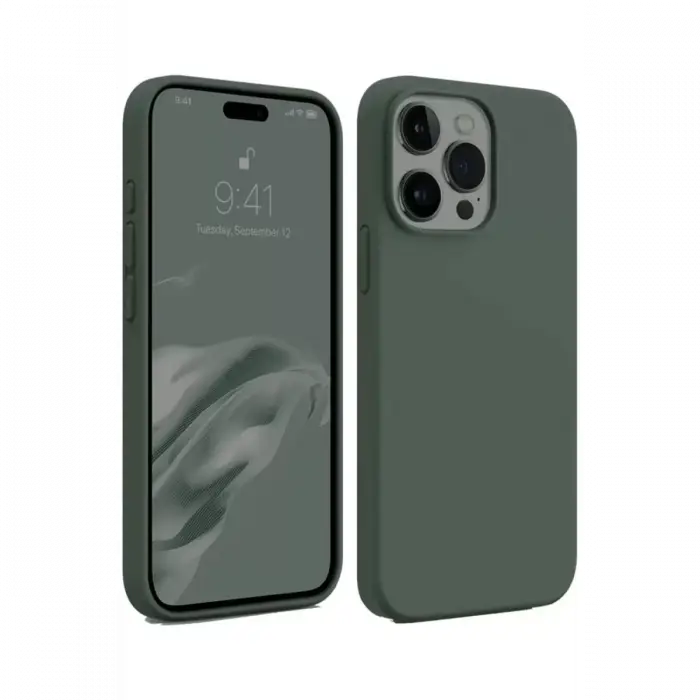 Newface Apple iPhone 15 Pro Max Kılıf First Silikon - Koyu Yeşil