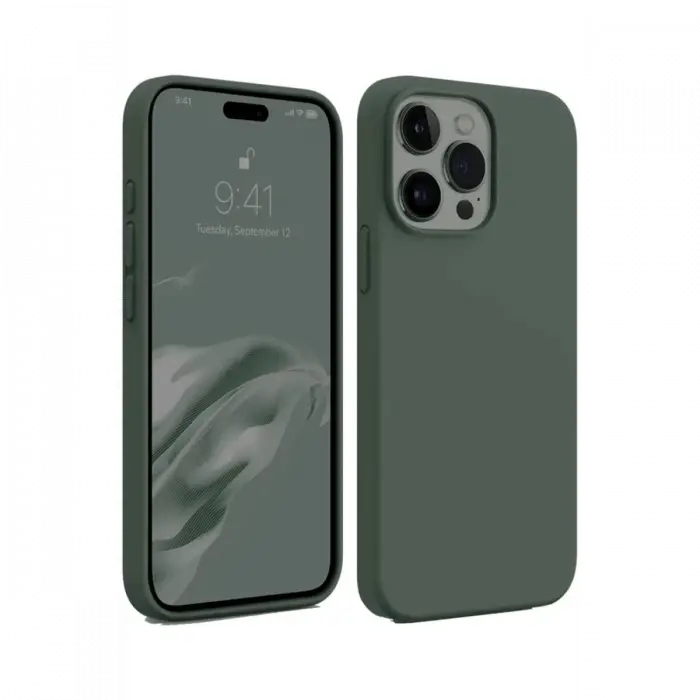 Newface iPhone 15 Pro Max Kılıf First Silikon - Koyu Yeşil