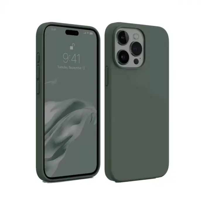 Newface Apple iPhone 15 Pro Max Kılıf First Silikon - Koyu Yeşil