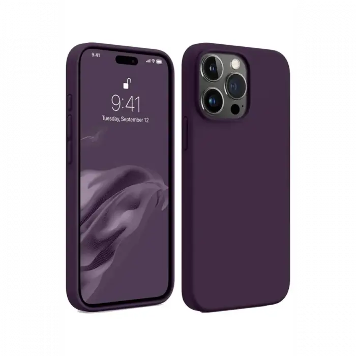 Newface iPhone 15 Pro Max Kılıf First Silikon - Mürdüm