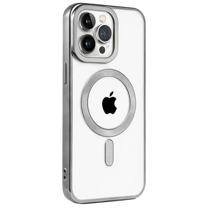 Newface Apple iPhone 15 Pro Max Kılıf Kronos Magsafe Kapak - Titanyum Gri
