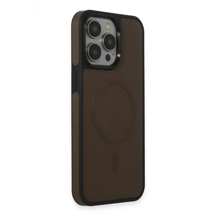 Newface iPhone 15 Pro Max Kılıf Ozzi Magsafe Deri Kapak - Natural Grey