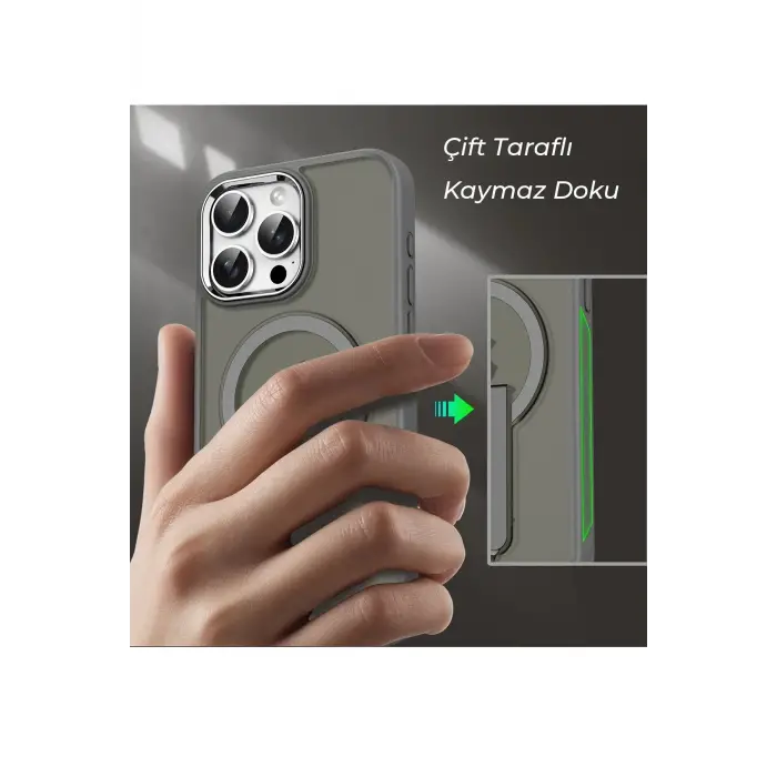 Newface iPhone 15 Pro Tork Magsafe Standlı Kapak - Lila