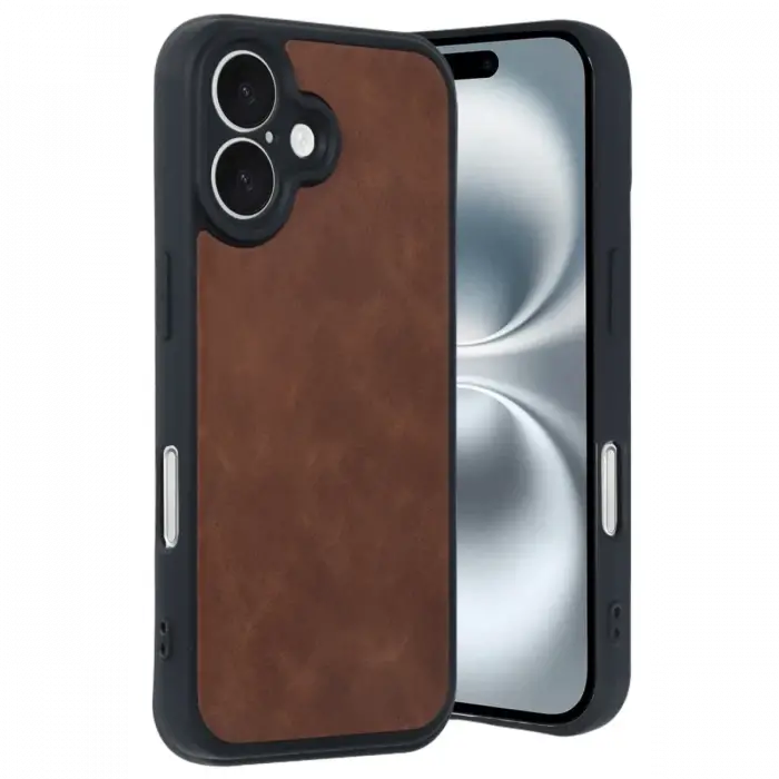 Newface iPhone 16 Kılıf Aras Deri Kapak - Taba
