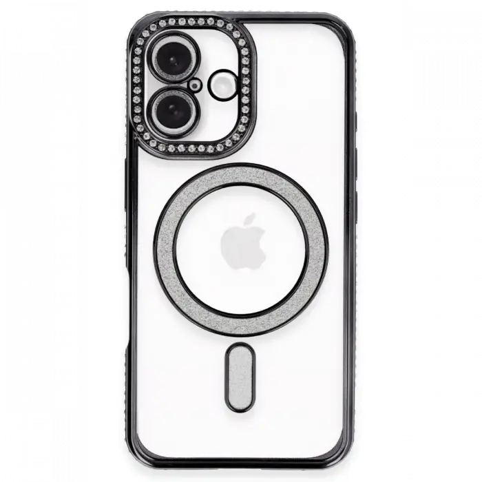Newface iPhone 16 Plus Kılıf Joke Simli Magneticsafe Kılıf - Siyah
