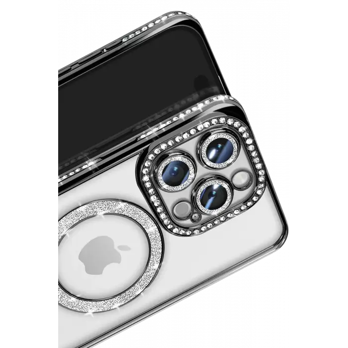 Newface iPhone 16 Pro Max Kılıf Joke Simli Magneticsafe Kılıf - Siyah