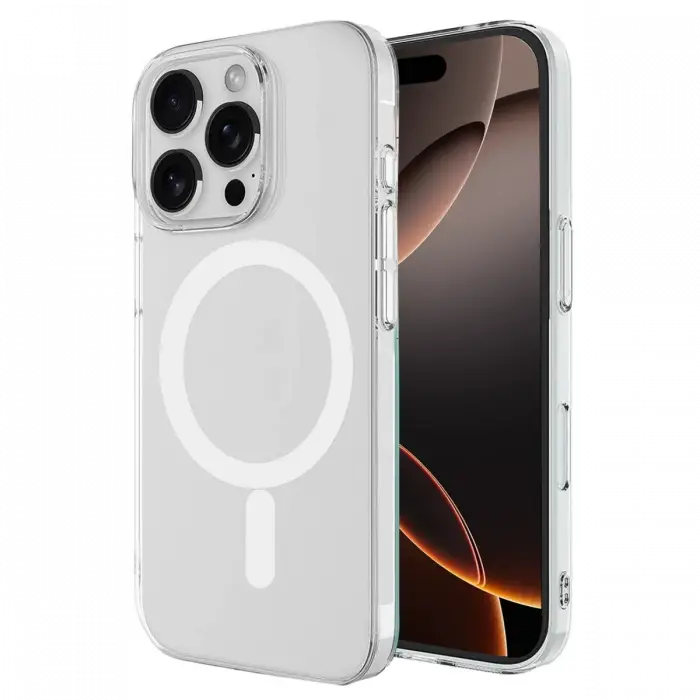 Newface iPhone 16 Pro Max Kılıf Magneticsafe Şeffaf Silikon - Şeffaf