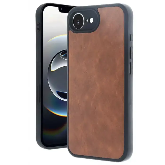 Newface Apple iPhone 16E Kılıf Aras Deri Kapak - Taba