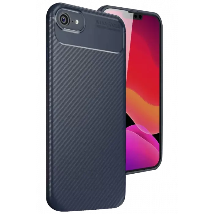 Newface Apple iPhone 16E Kılıf Auto Focus Karbon Kapak - Lacivert