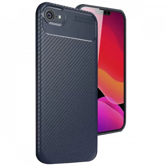 Newface Apple iPhone 16E Kılıf Auto Focus Karbon Kapak - Lacivert