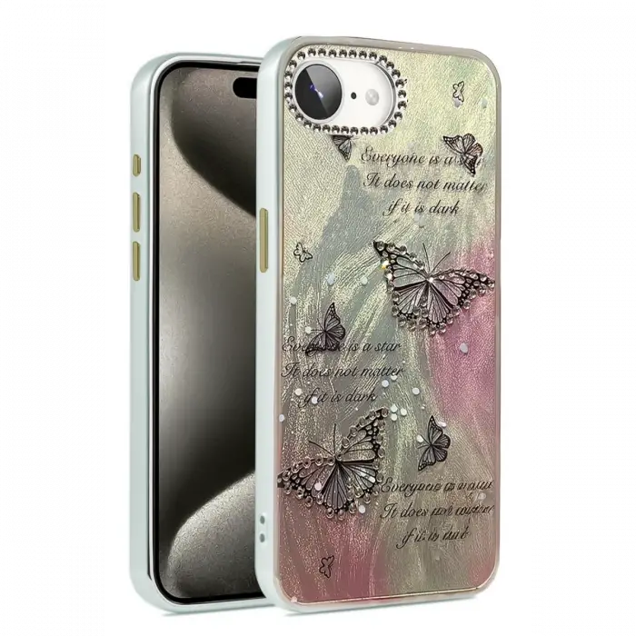 Newface iPhone 16E Kılıf Blade Aynalı Desenli Kapak - Desen 6