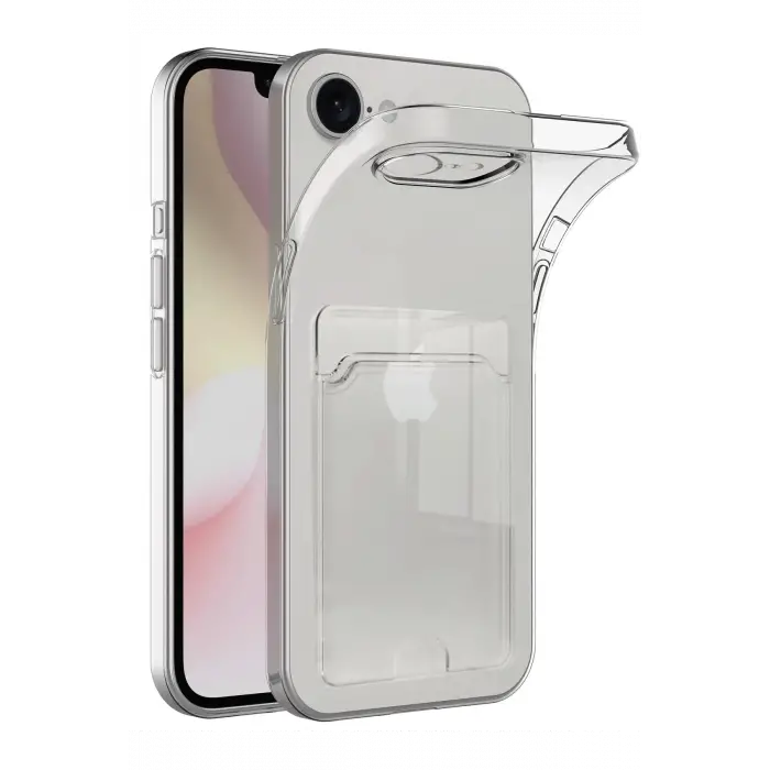Newface iPhone 16E Kılıf Kart Şeffaf Silikon - Şeffaf