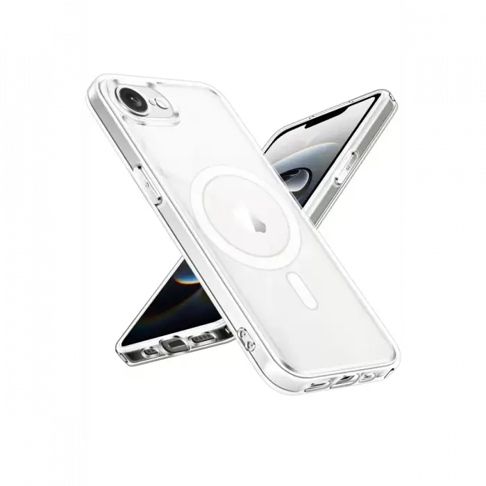 Newface Apple iPhone 16E Kılıf Magneticsafe Şeffaf Silikon - Şeffaf