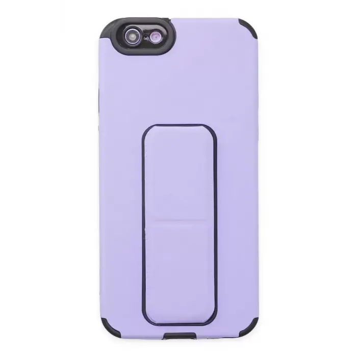 Newface Apple iPhone 6 Kılıf Mega Standlı Silikon - Lila