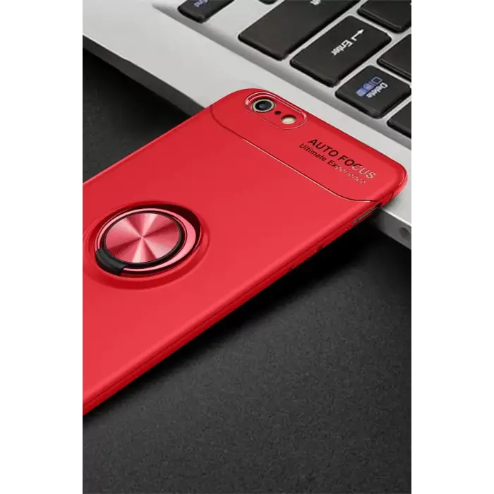 Newface Apple iPhone 6 Kılıf Range Yüzüklü Silikon - Kırmızı