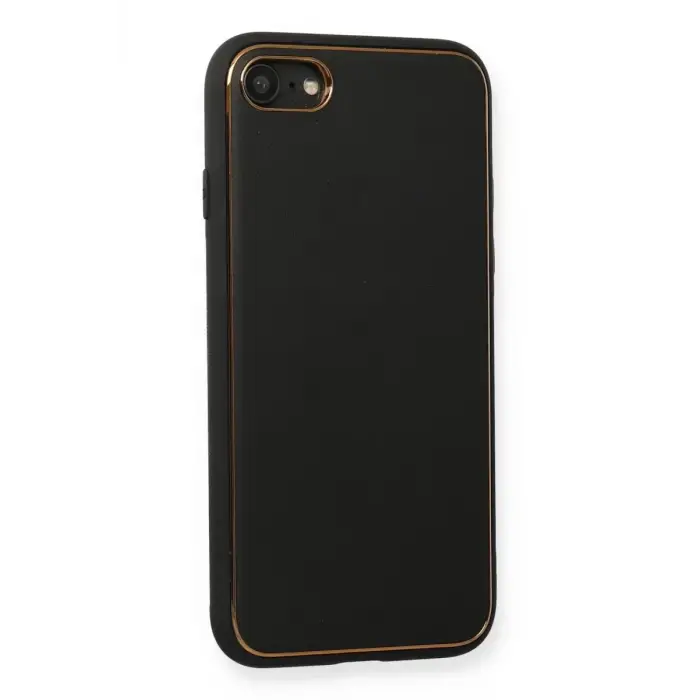 Newface Apple iPhone 7 Kılıf Coco Deri Silikon Kapak - Siyah