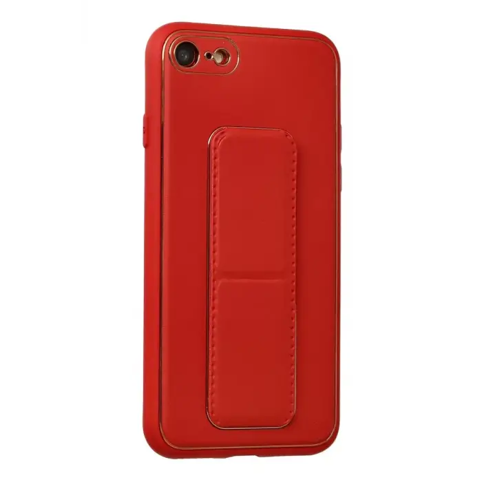 Newface Apple iPhone 7 Kılıf Coco Deri Standlı Kapak - Kırmızı