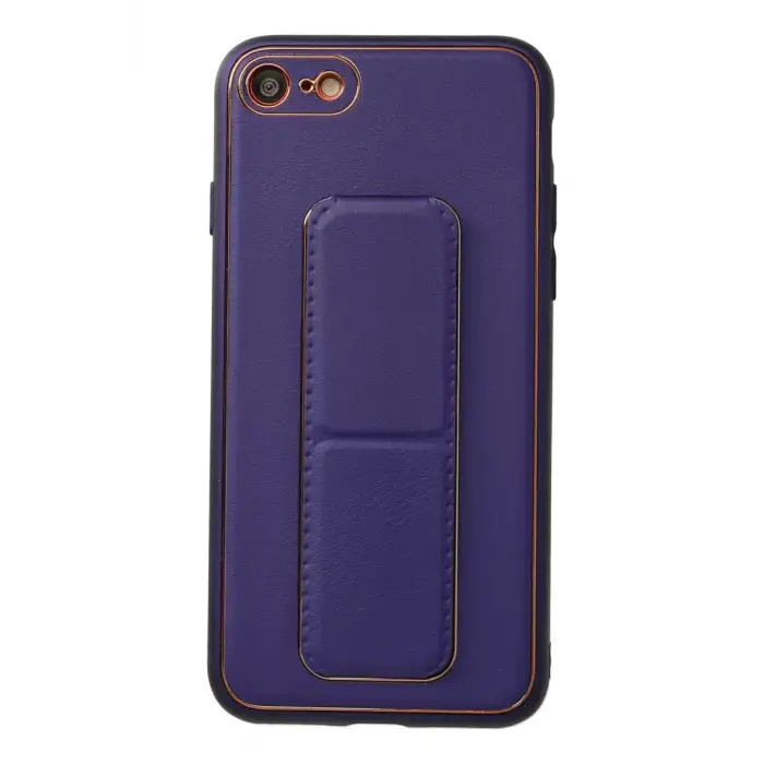 Newface Apple iPhone 7 Kılıf Coco Deri Standlı Kapak - Mor