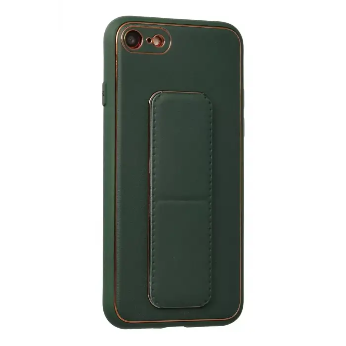 Newface Apple iPhone 7 Kılıf Coco Deri Standlı Kapak - Yeşil