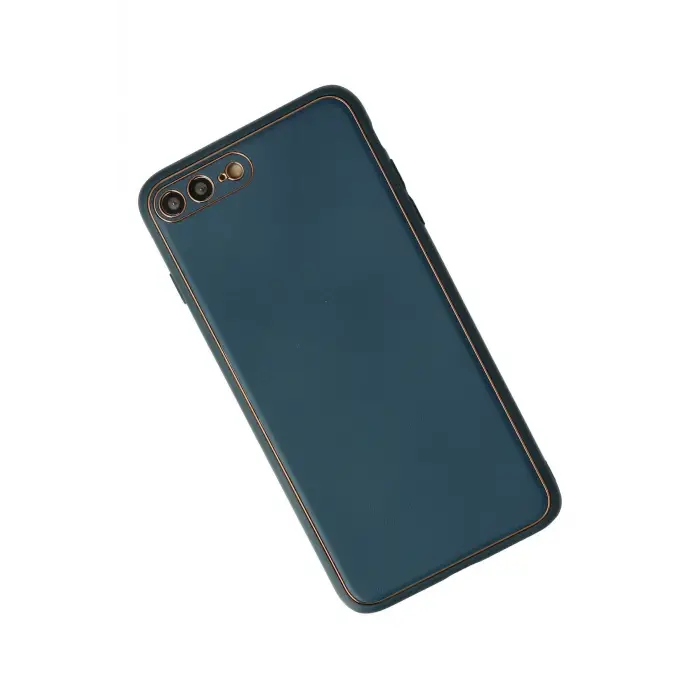Newface Apple iPhone 7 Plus Kılıf Coco Deri Silikon Kapak - Mavi