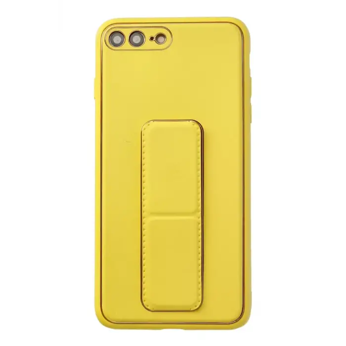 Newface Apple iPhone 7 Plus Kılıf Coco Deri Standlı Kapak - Sarı