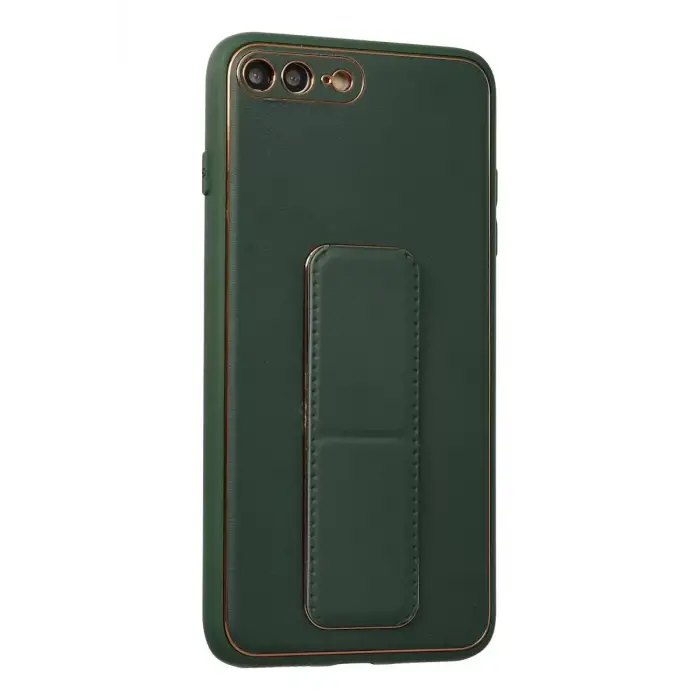 Newface Apple iPhone 7 Plus Kılıf Coco Deri Standlı Kapak - Yeşil