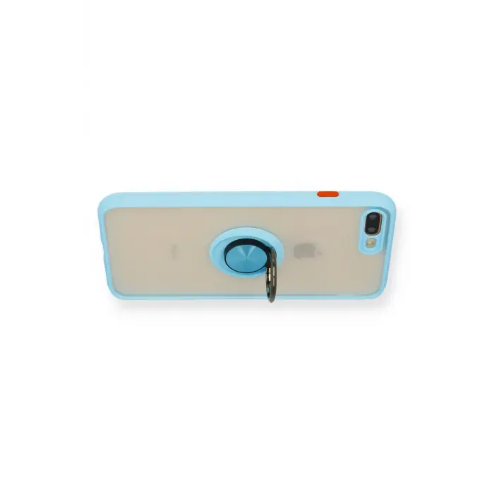Newface iPhone 7 Plus Kılıf Montreal Yüzüklü Silikon Kapak - Buz Mavi