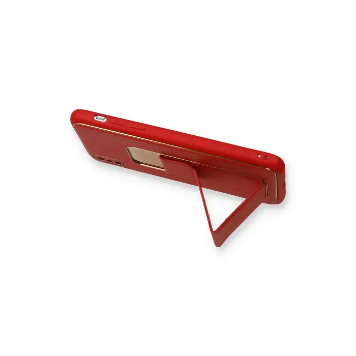 Newface iPhone XS Max Kılıf Coco Deri Standlı Kapak - Kırmızı