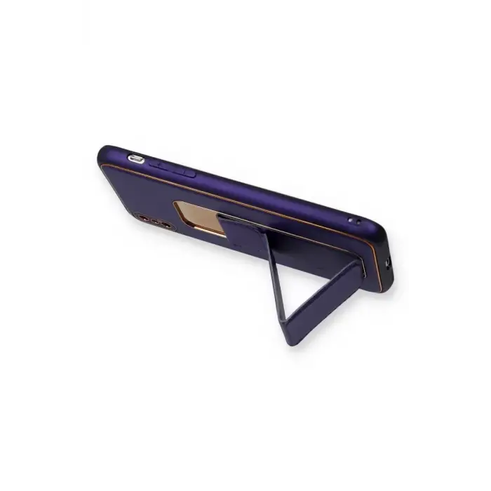 Newface Apple iPhone XS Max Kılıf Coco Deri Standlı Kapak - Mor