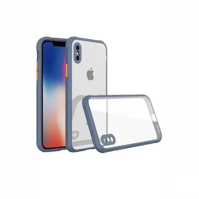Newface iPhone XS Max Kılıf Miami Şeffaf Silikon - Gri