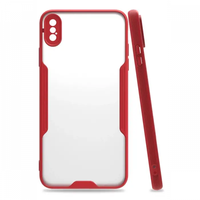 Newface iPhone XS Max Kılıf Platin Silikon - Kırmızı