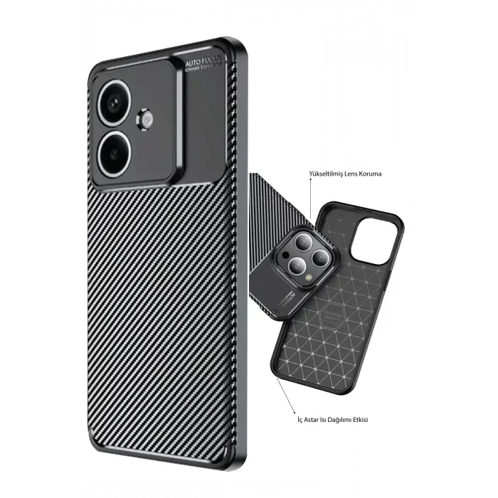 Newface Oppo A3 Kılıf Auto Focus Karbon Kapak - Siyah