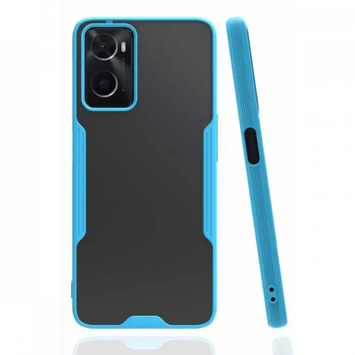 Newface Oppo A96 Kılıf Platin Silikon - Mavi