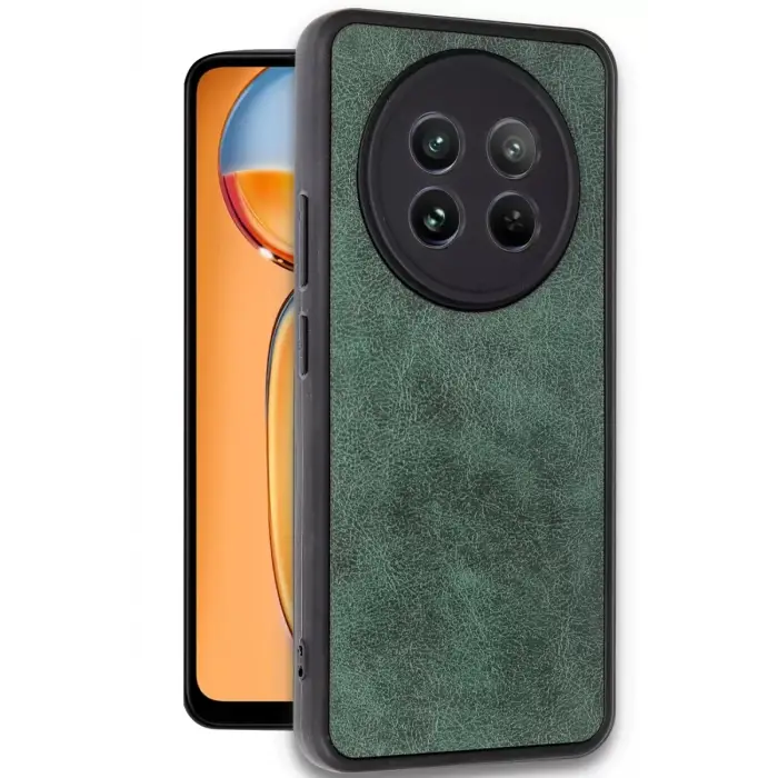Newface Realme 12 5G Kılıf Aras Deri Kapak - Koyu Yeşil