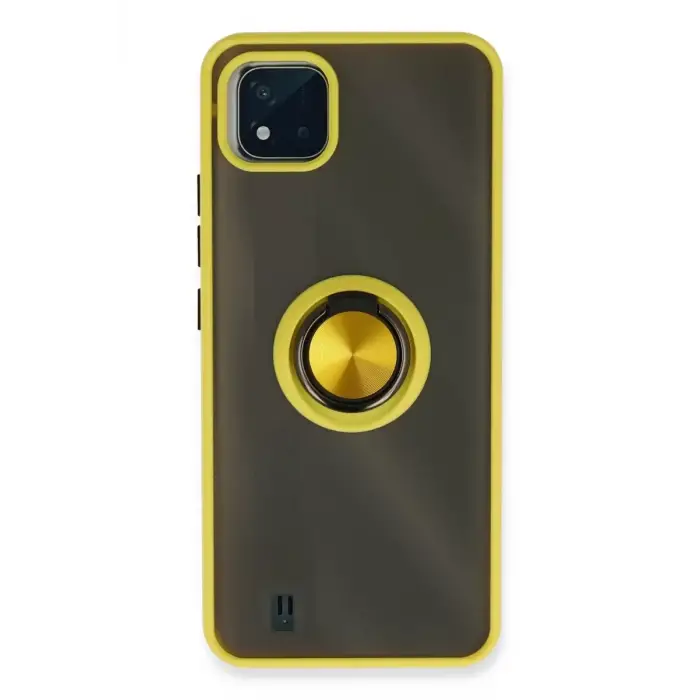 Newface Realme C11 2021 Kılıf Montreal Yüzüklü Silikon Kapak - Sarı