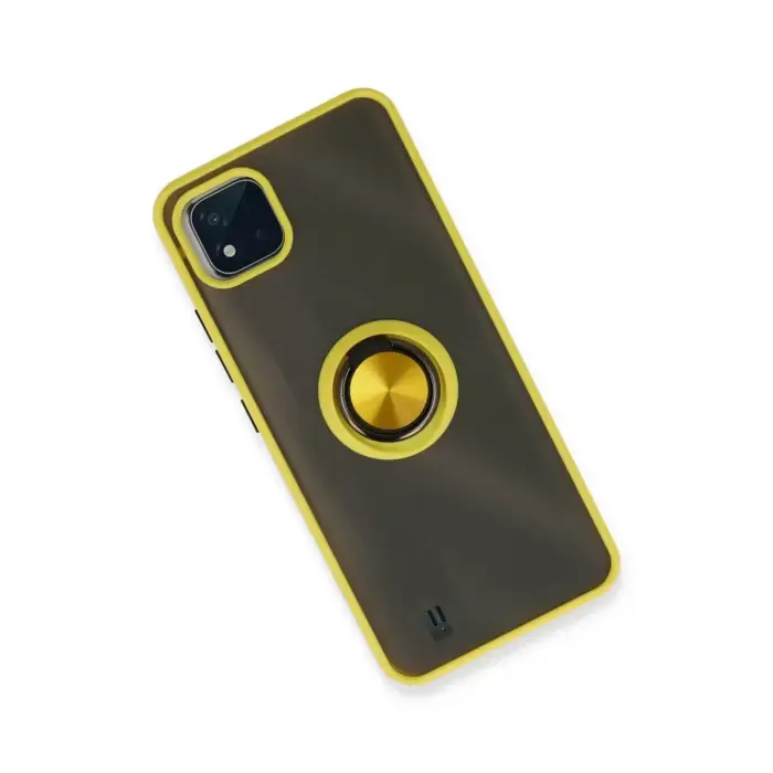Newface Realme C11 2021 Kılıf Montreal Yüzüklü Silikon Kapak - Sarı