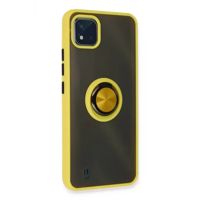 Newface Realme C11 2021 Kılıf Montreal Yüzüklü Silikon Kapak - Sarı