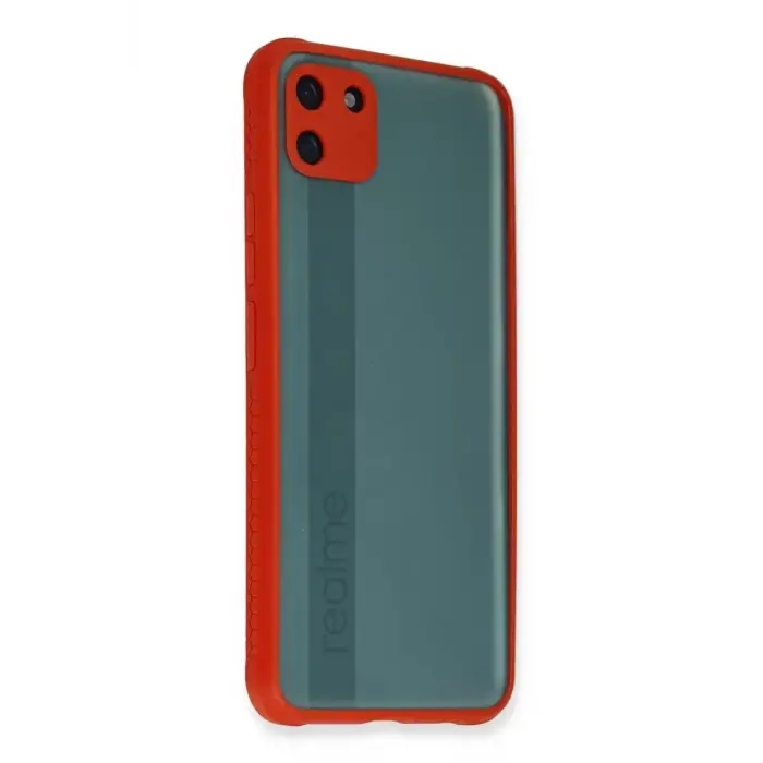 Newface Realme C11 Kılıf Miami Şeffaf Silikon - Kırmızı