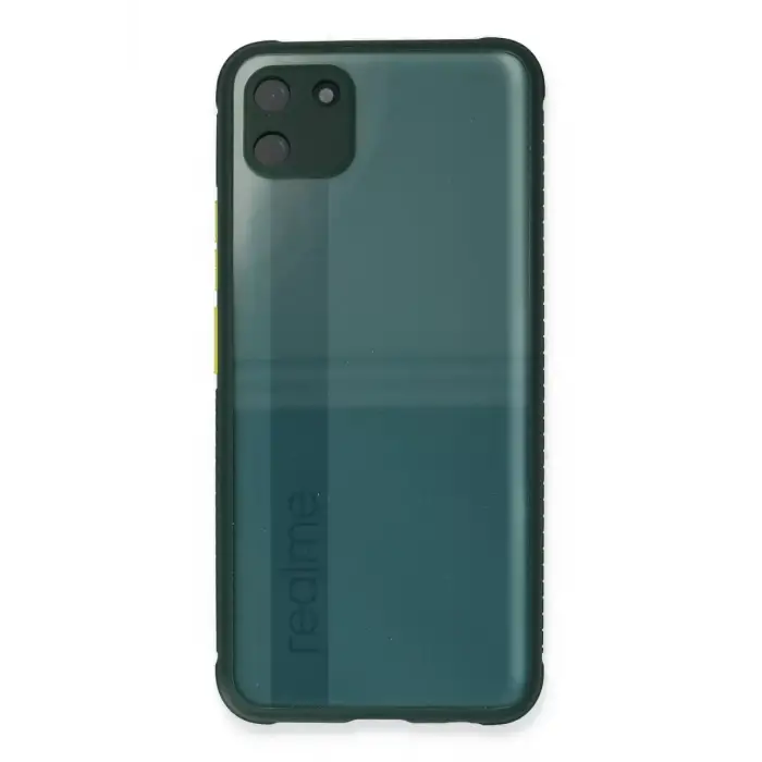 Newface Realme C11 Kılıf Miami Şeffaf Silikon - Koyu Yeşil