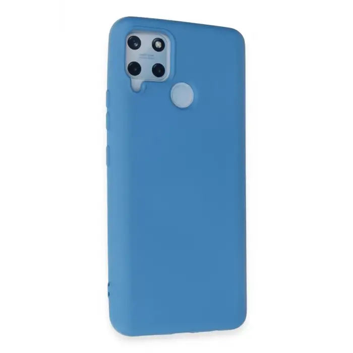 Newface Realme C15 Kılıf Nano içi Kadife Silikon - Mavi