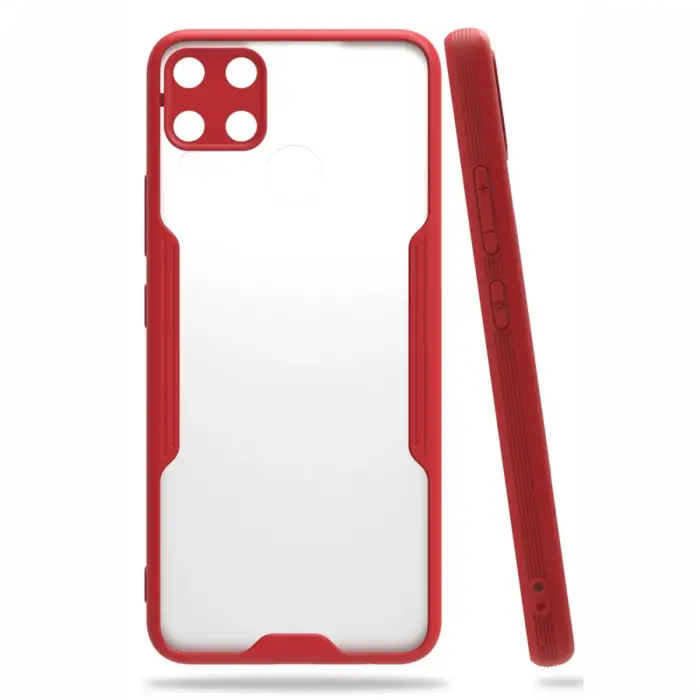Newface Realme C15 Kılıf Platin Silikon - Kırmızı