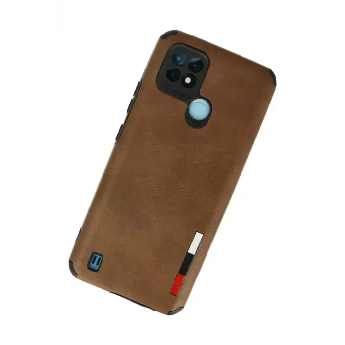 Newface Realme C21 Kılıf Loop Deri Silikon - Kahverengi
