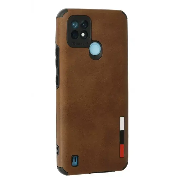 Newface Realme C21 Kılıf Loop Deri Silikon - Kahverengi