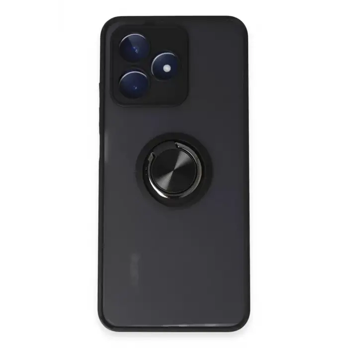 Newface Realme C53 Kılıf Montreal Yüzüklü Silikon Kapak - Siyah