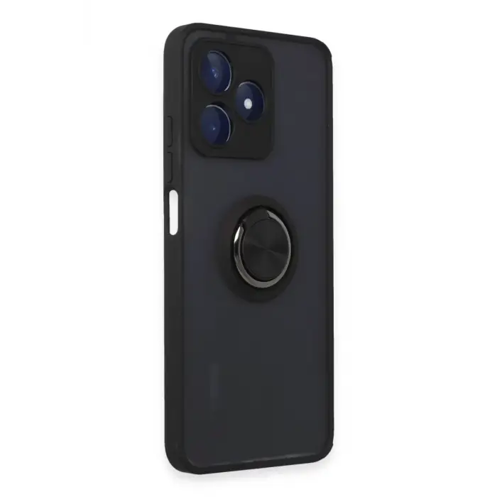 Newface Realme C53 Kılıf Montreal Yüzüklü Silikon Kapak - Siyah