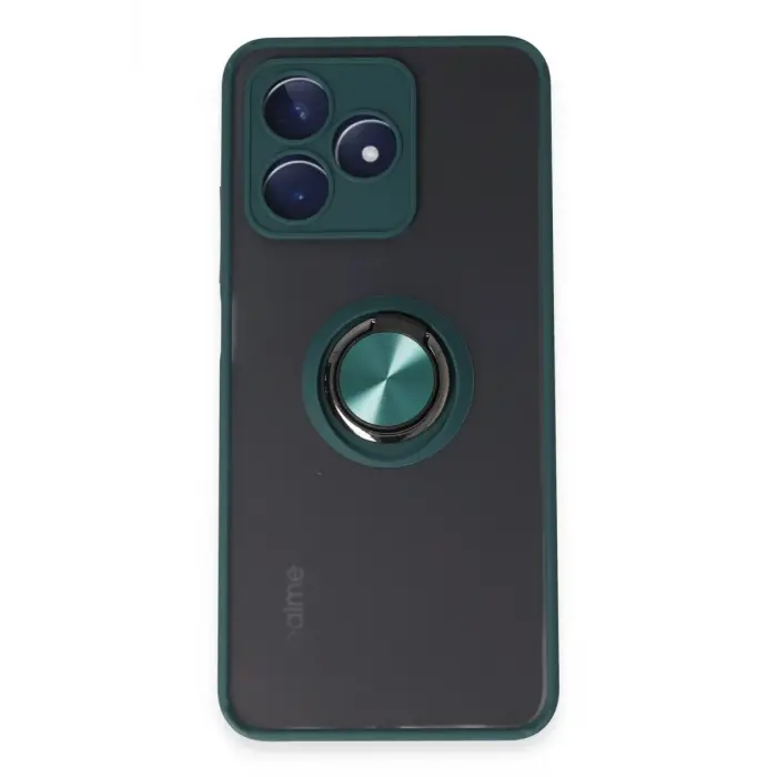 Newface Realme C53 Kılıf Montreal Yüzüklü Silikon Kapak - Yeşil