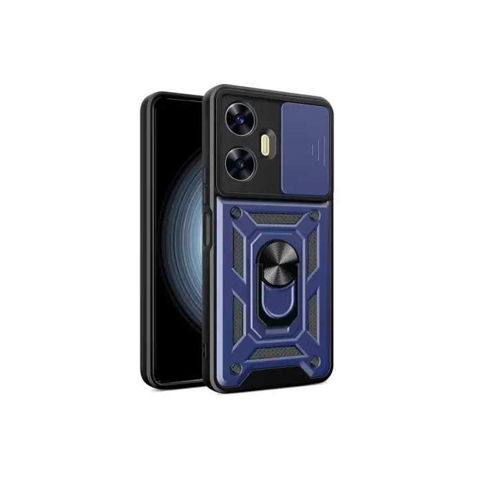 Newface Realme C55 Kılıf Pars Lens Yüzüklü Silikon - Lacivert