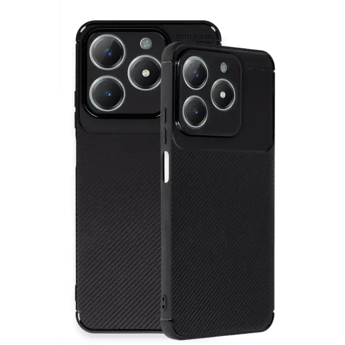 Newface Realme C61 Kılıf Auto Focus Karbon Kapak - Siyah