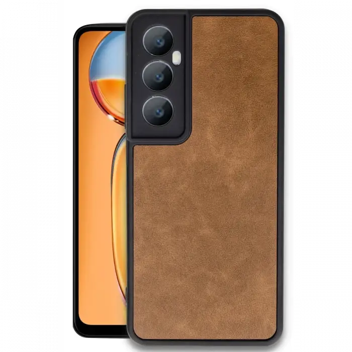 Newface Realme C65 Kılıf Aras Deri Kapak - Taba